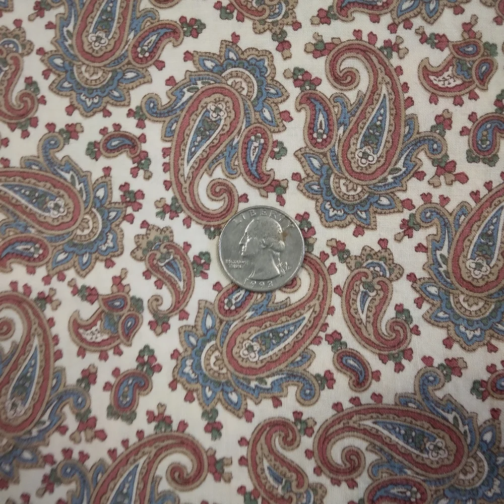 FABRIC Vintage Paisley Print On Cream Cotton Fabric By Marcus Bros Text Inc 1 Yd